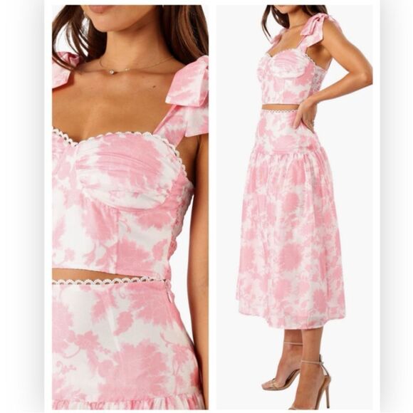 Petal & Pup Elle Floral Top & Midi Skirt Set XS/S LOVE SHACK FANCY VIBES - Picture 2 of 8